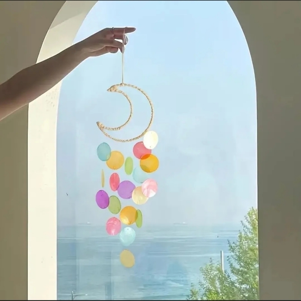 COPY - Crescent Moon with Shells Suncatcher / Windchime